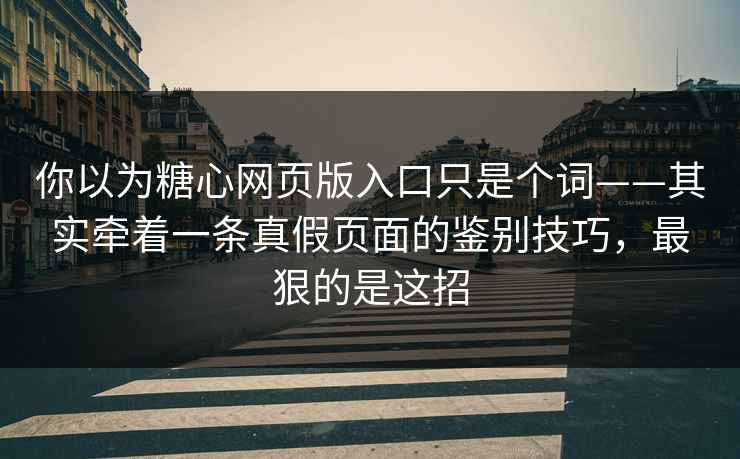 你以为糖心网页版入口只是个词——其实牵着一条真假页面的鉴别技巧,最狠的是这招 你以为糖心网页版入口只是个词——其实牵着一条真假页面的鉴别技巧,最狠的是这招