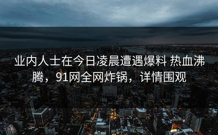 业内人士在今日凌晨遭遇爆料 热血沸腾,91网全网炸锅,详情围观 业内人士在今日凌晨遭遇爆料 热血沸腾,91网全网炸锅,详情围观